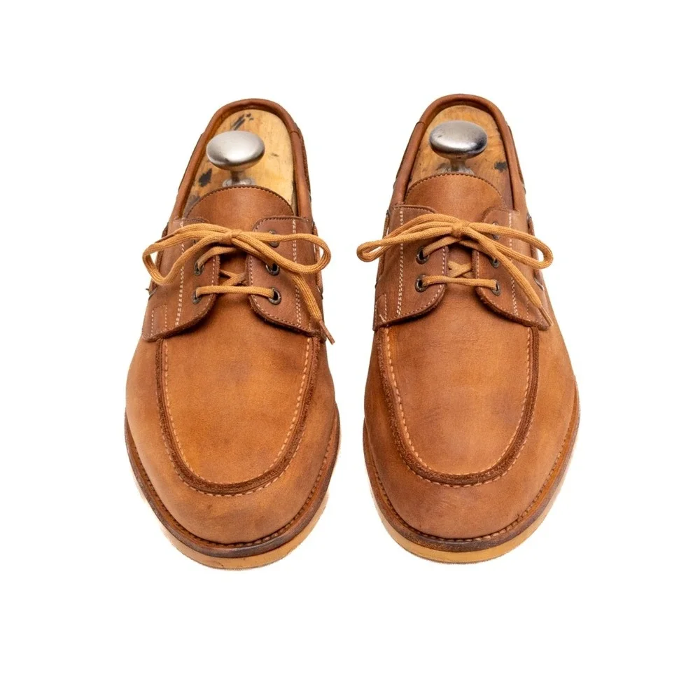 Gucci Men's Leather Boat‎ Shoes Brown Mens US 10 Moc Toe Lace Up Made in Italy